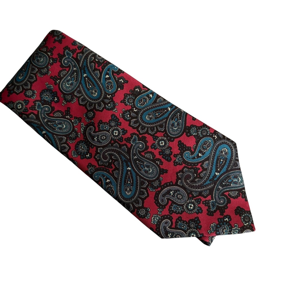 GANT 100% Silk Paisley Tie Pink Blue Black Floral Pattern Made in USA‎ 58x3.25" - Picture 2 of 8